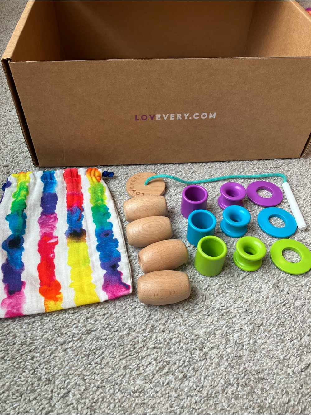 Lovevery Threadable Bead Toy With Bag - Complete! - Adventure Playkit